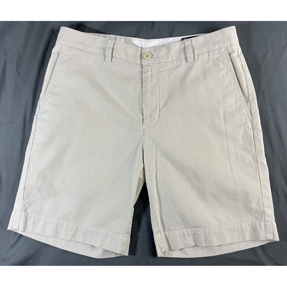 Vineyard Vines Shorts 9" Seersucker Breaker Shorts Mens 32 Tan & White